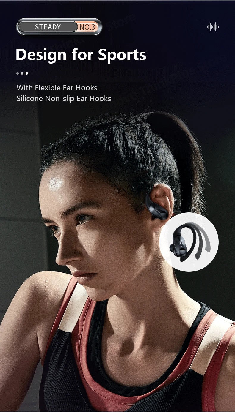 Lenovo PowerBass LP75 - Fones Bluetooth V5.3 com Display LED e Redução de Ruído