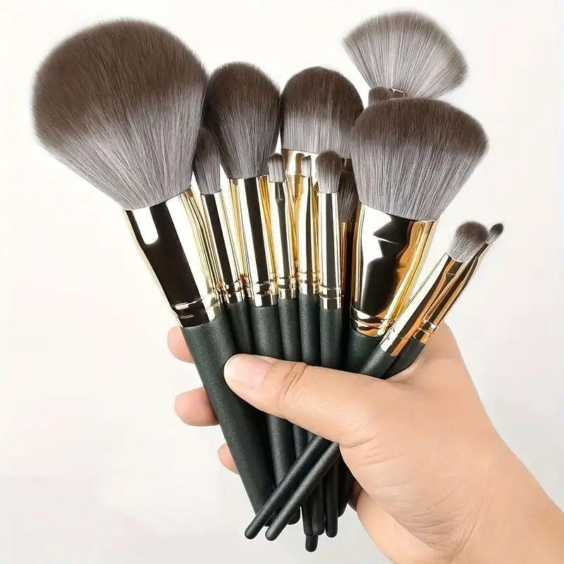 Kit de Pinceis de Maquiagem Profissional - Cerdas Macias para Base, Pó, Sombra e Contorno