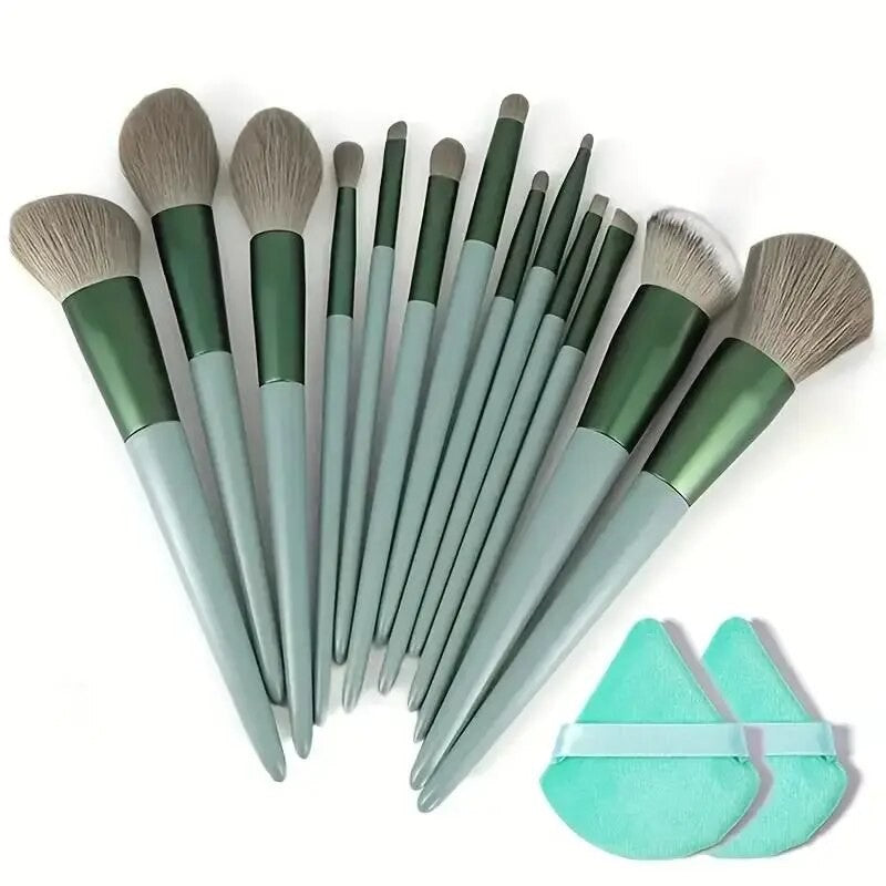 Kit de Pinceis de Maquiagem Profissional - Cerdas Macias para Base, Pó, Sombra e Contorno