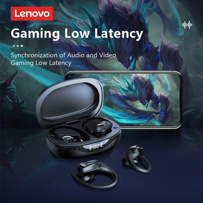 Lenovo PowerBass LP75 - Fones Bluetooth V5.3 com Display LED e Redução de Ruído