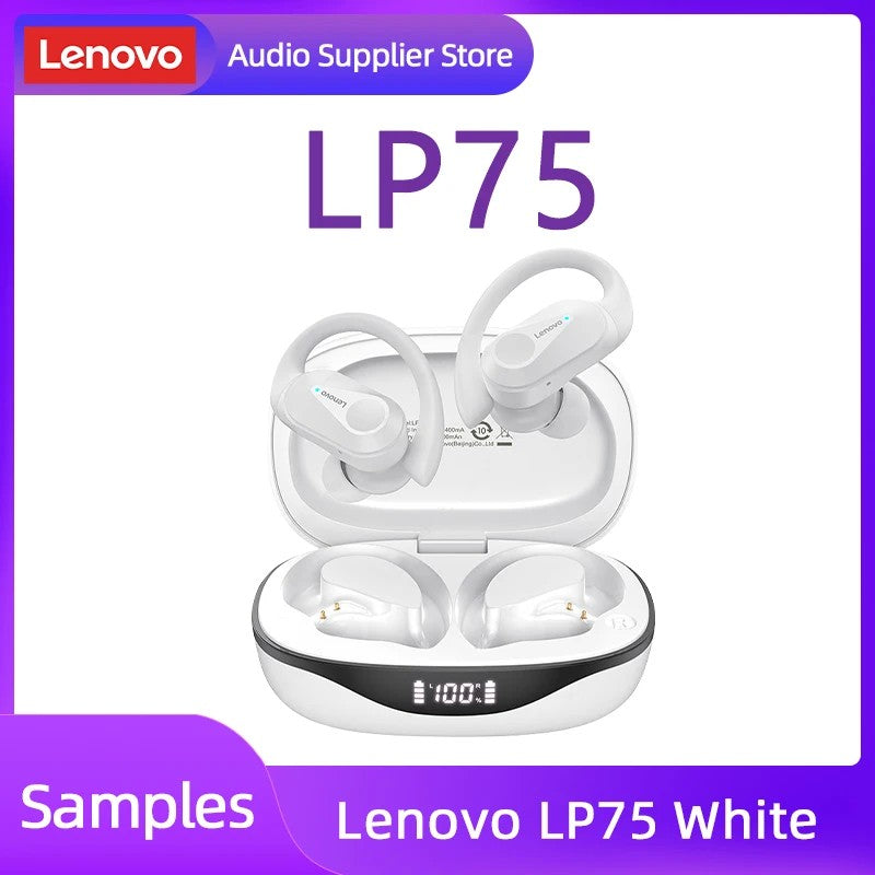 Lenovo PowerBass LP75 - Fones Bluetooth V5.3 com Display LED e Redução de Ruído