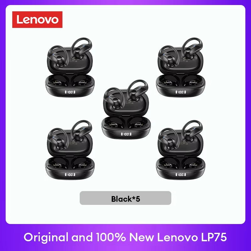 Lenovo PowerBass LP75 - Fones Bluetooth V5.3 com Display LED e Redução de Ruído