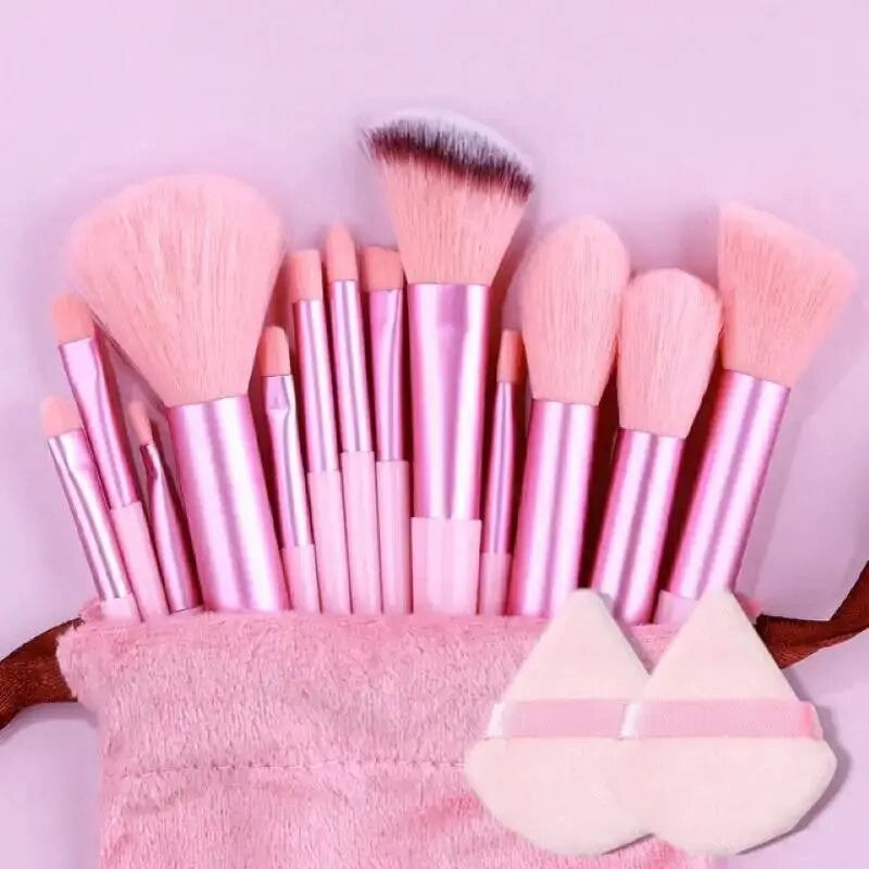 Kit de Pinceis de Maquiagem Profissional - Cerdas Macias para Base, Pó, Sombra e Contorno