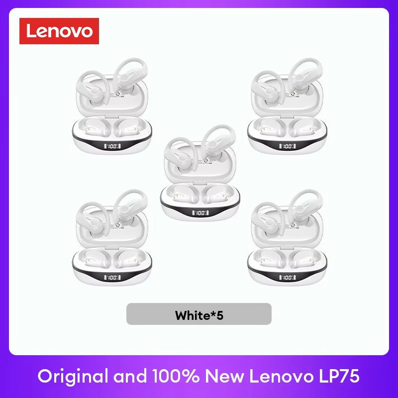 Lenovo PowerBass LP75 - Fones Bluetooth V5.3 com Display LED e Redução de Ruído