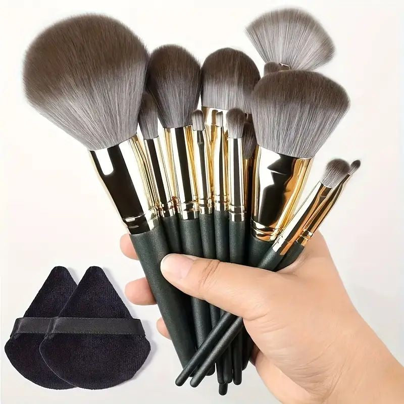 Kit de Pinceis de Maquiagem Profissional - Cerdas Macias para Base, Pó, Sombra e Contorno