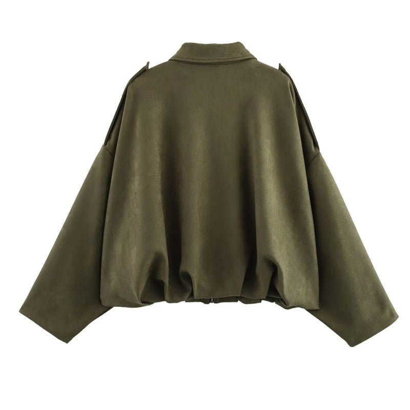 Jaqueta Feminina Oversided em Camurça - Efeito Suede com Gola Lapela, Casual e Estilosa