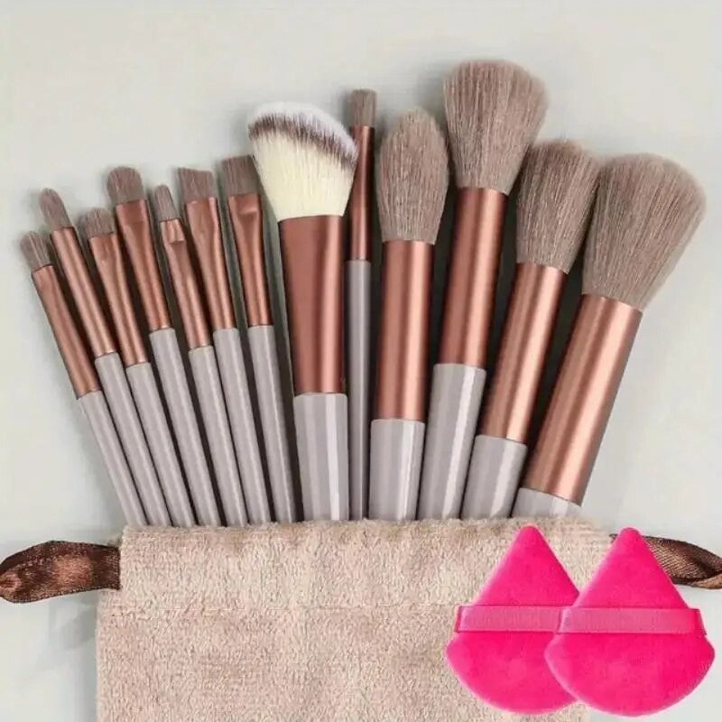 Kit de Pinceis de Maquiagem Profissional - Cerdas Macias para Base, Pó, Sombra e Contorno