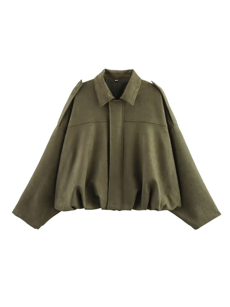 Jaqueta Feminina Oversided em Camurça - Efeito Suede com Gola Lapela, Casual e Estilosa