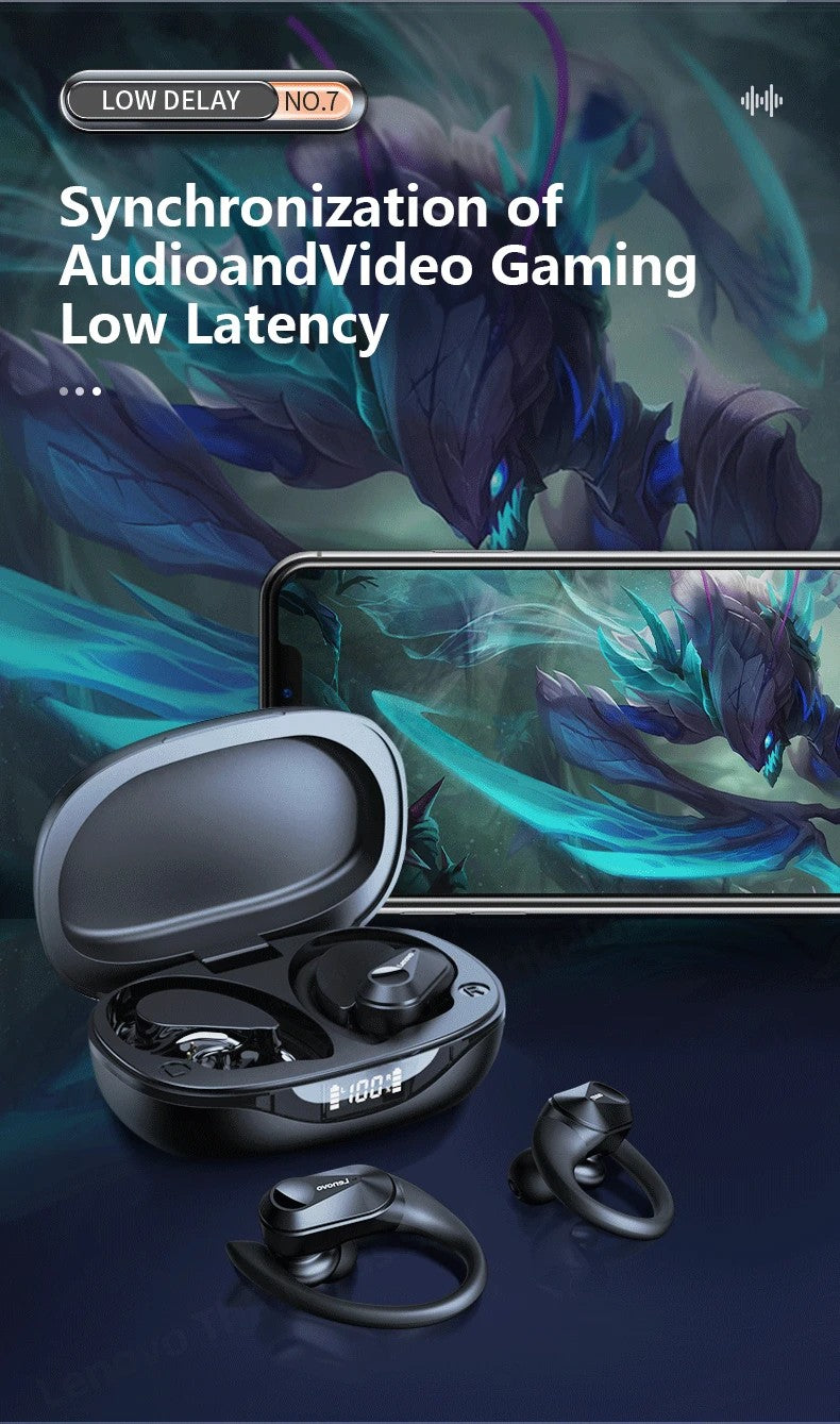 Lenovo PowerBass LP75 - Fones Bluetooth V5.3 com Display LED e Redução de Ruído