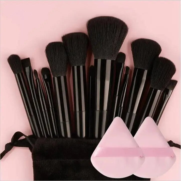 Kit de Pinceis de Maquiagem Profissional - Cerdas Macias para Base, Pó, Sombra e Contorno