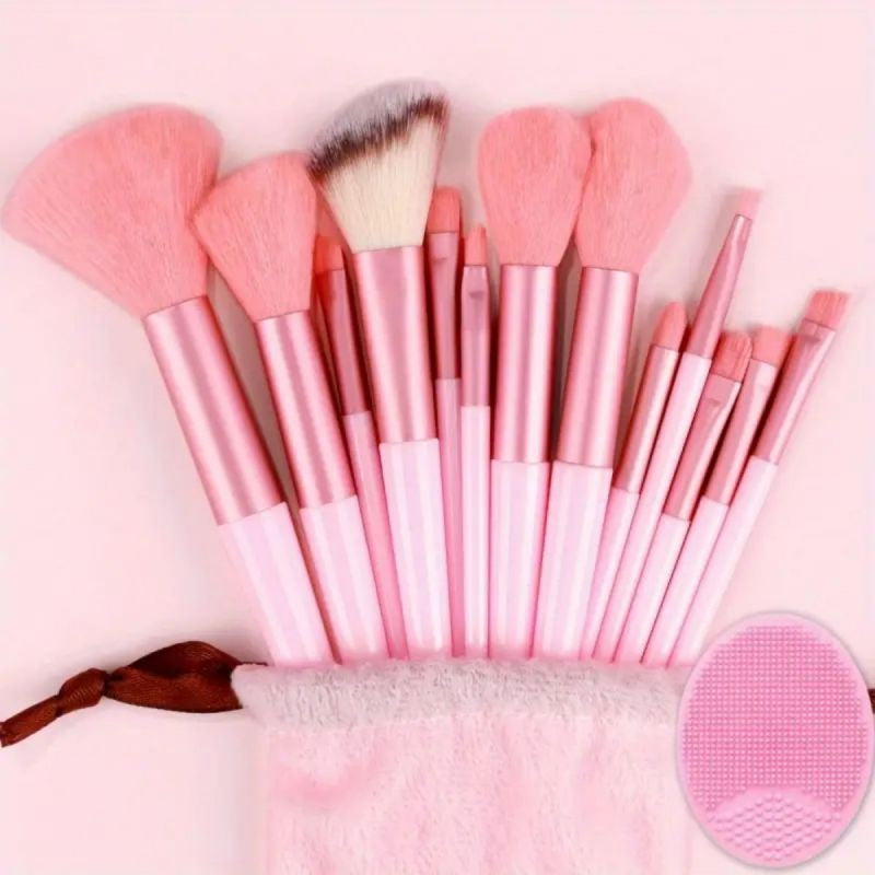 Kit de Pinceis de Maquiagem Profissional - Cerdas Macias para Base, Pó, Sombra e Contorno
