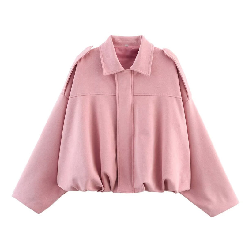 Jaqueta Feminina Oversided em Camurça - Efeito Suede com Gola Lapela, Casual e Estilosa