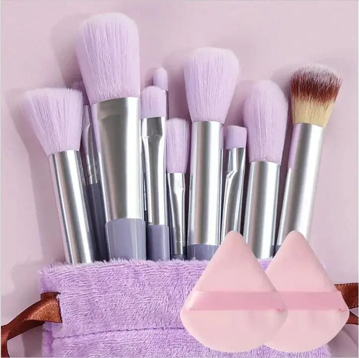 Kit de Pinceis de Maquiagem Profissional - Cerdas Macias para Base, Pó, Sombra e Contorno