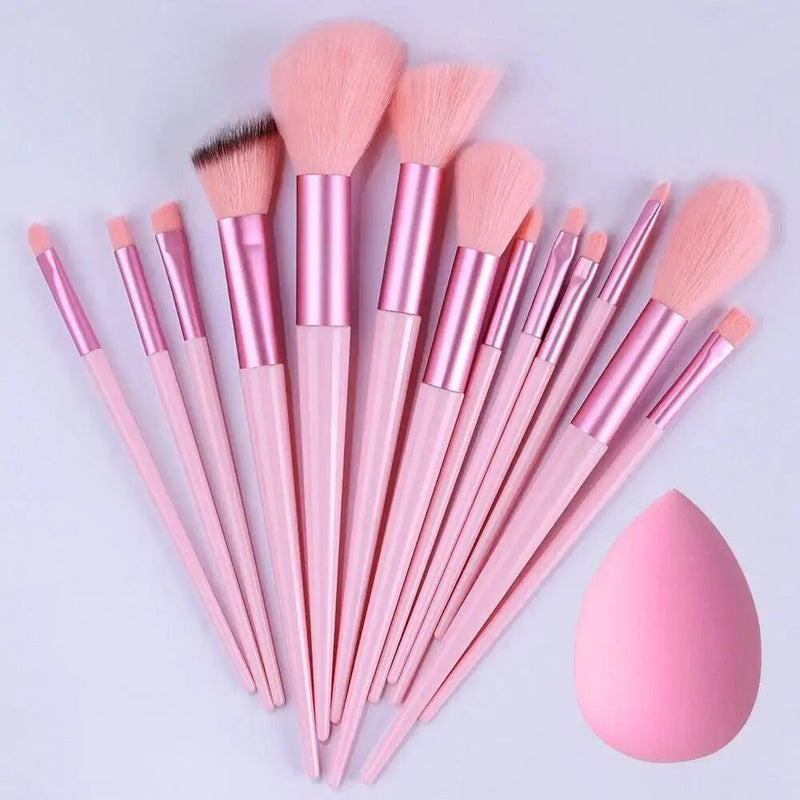 Kit de Pinceis de Maquiagem Profissional - Cerdas Macias para Base, Pó, Sombra e Contorno