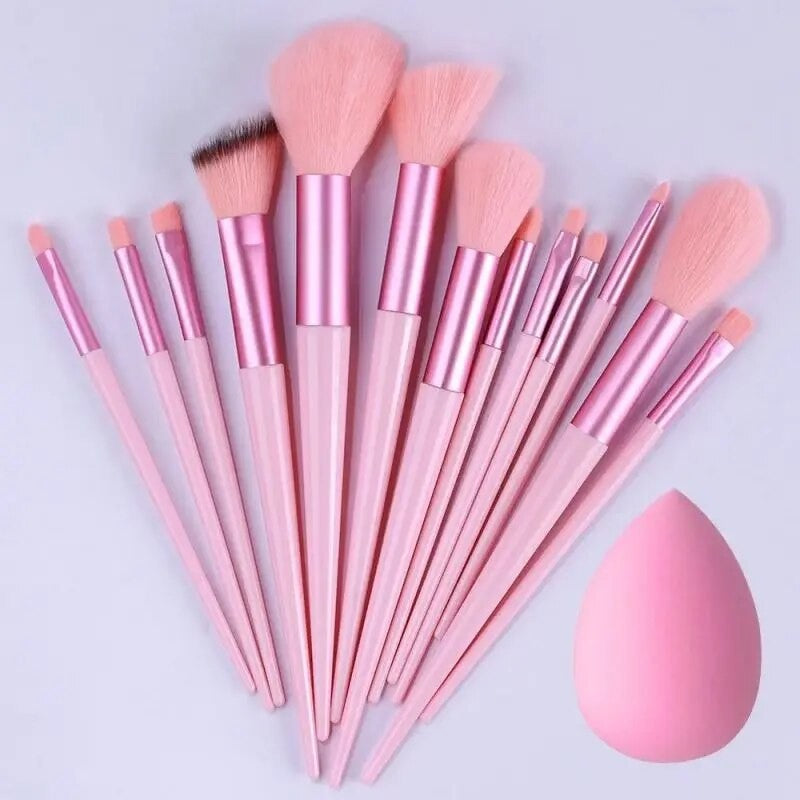 Kit de Pinceis de Maquiagem Profissional - Cerdas Macias para Base, Pó, Sombra e Contorno