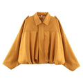 Jaqueta Feminina Oversided em Camurça - Efeito Suede com Gola Lapela, Casual e Estilosa