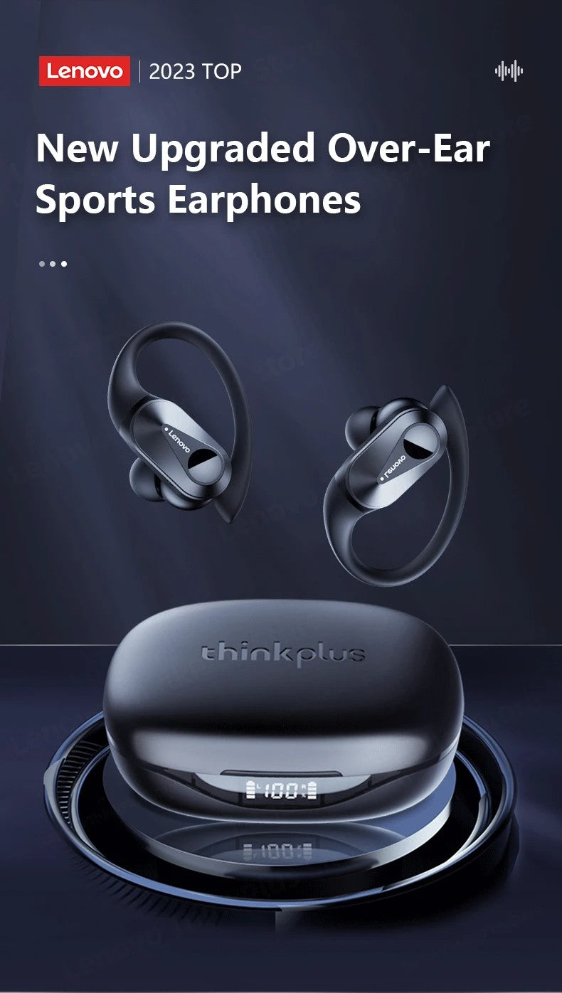 Lenovo PowerBass LP75 - Fones Bluetooth V5.3 com Display LED e Redução de Ruído
