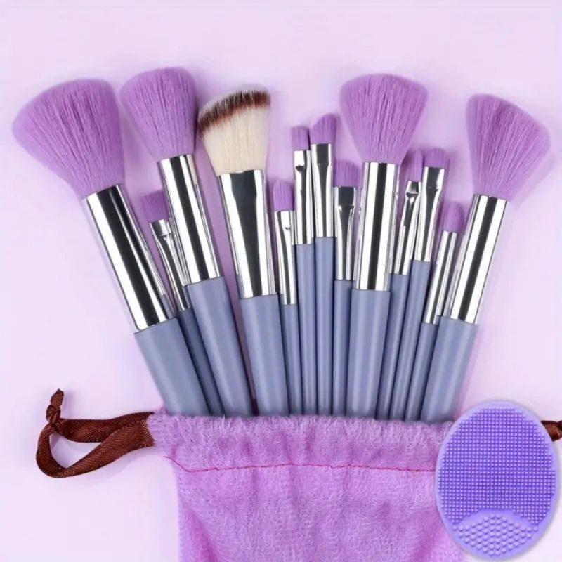 Kit de Pinceis de Maquiagem Profissional - Cerdas Macias para Base, Pó, Sombra e Contorno