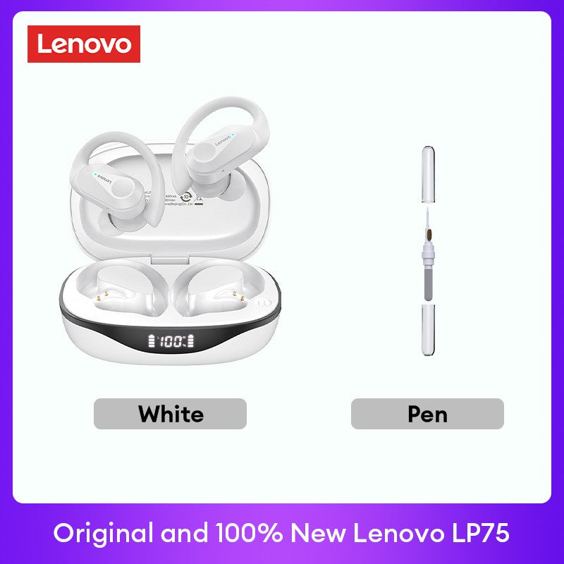Lenovo PowerBass LP75 - Fones Bluetooth V5.3 com Display LED e Redução de Ruído