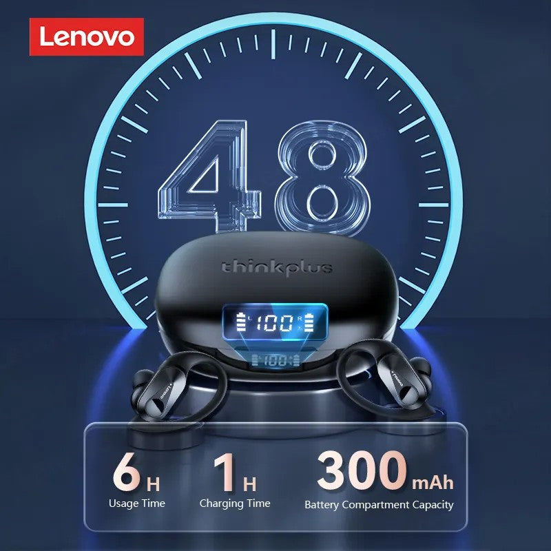 Lenovo PowerBass LP75 - Fones Bluetooth V5.3 com Display LED e Redução de Ruído