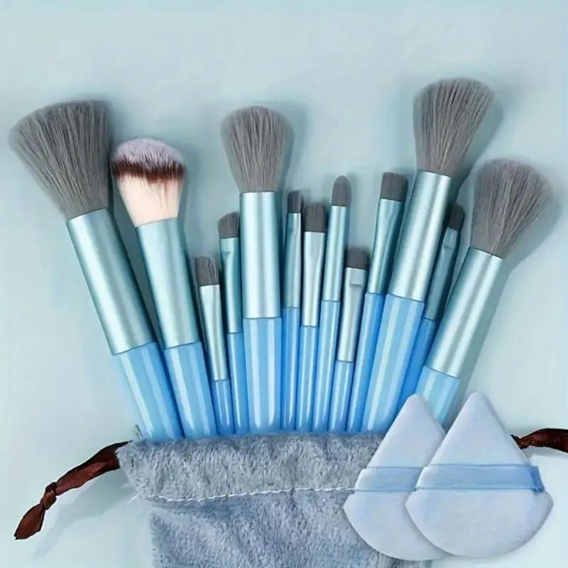 Kit de Pinceis de Maquiagem Profissional - Cerdas Macias para Base, Pó, Sombra e Contorno