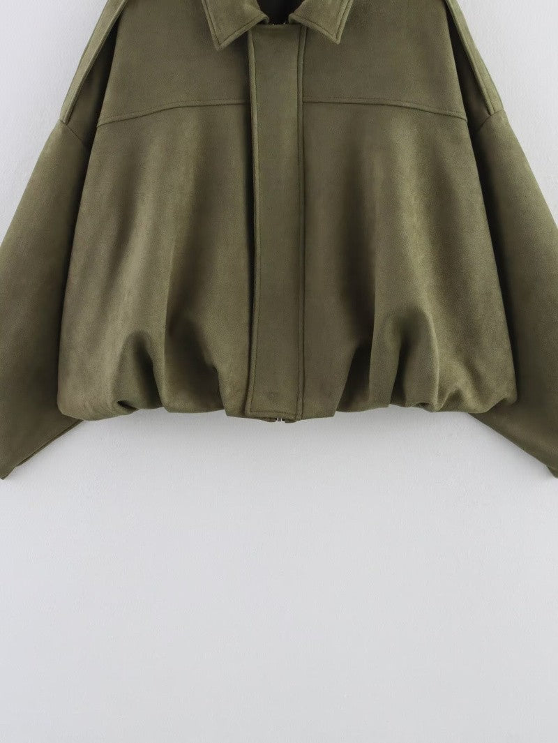 Jaqueta Feminina Oversided em Camurça - Efeito Suede com Gola Lapela, Casual e Estilosa