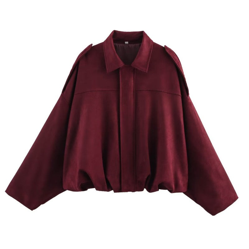 Jaqueta Feminina Oversided em Camurça - Efeito Suede com Gola Lapela, Casual e Estilosa