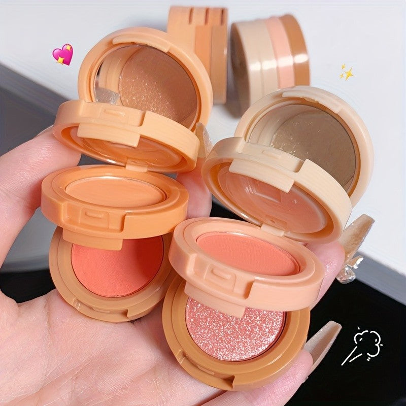 Paleta de Maquiagem 3 em 1 - Blush, Iluminador e Glitter com Textura Matte & Perolada