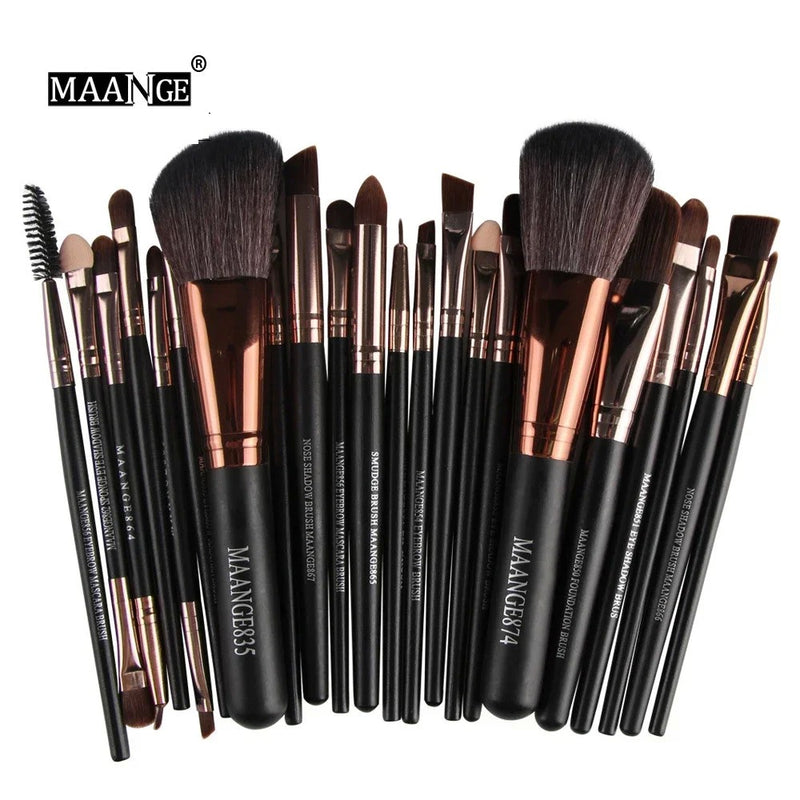 Kit de Pinceis Maange Profissionais - 22 Peças Premium para Olhos e Rosto