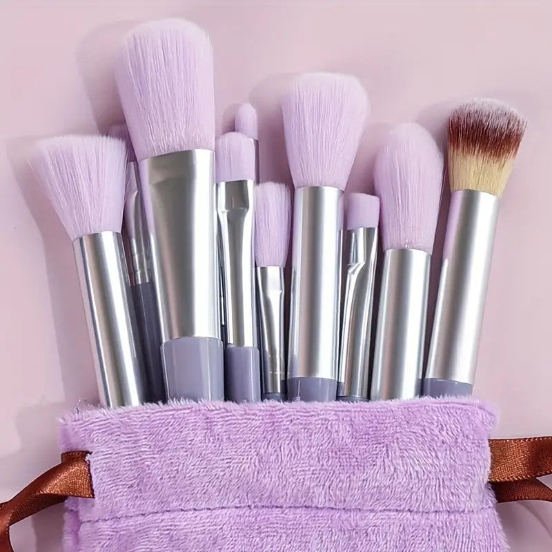 Kit de Pinceis de Maquiagem Profissional - Cerdas Macias para Base, Pó, Sombra e Contorno