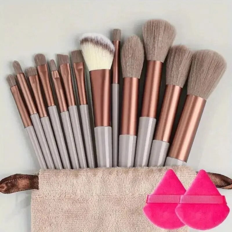Kit de Pinceis de Maquiagem Profissional - Cerdas Macias para Base, Pó, Sombra e Contorno